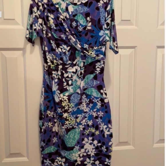Peter Pilotto x Target Floral body Con Short Sleeve stretchy mini dress Sheath M - Picture 2 of 5